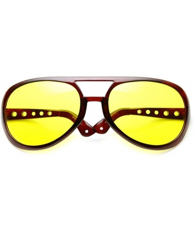 Extra Large Exaggerated Elvis Costume Aviator Sunglasses (6 Inches) - Brown Yellow - CJ11OY7RFGJ $8.90 Aviator