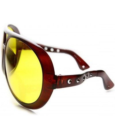 Extra Large Exaggerated Elvis Costume Aviator Sunglasses (6 Inches) - Brown Yellow - CJ11OY7RFGJ $8.90 Aviator