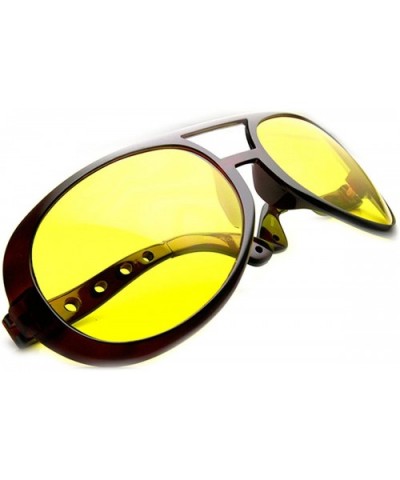 Extra Large Exaggerated Elvis Costume Aviator Sunglasses (6 Inches) - Brown Yellow - CJ11OY7RFGJ $8.90 Aviator