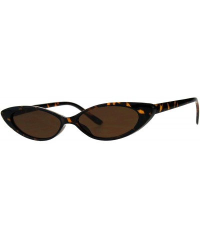 Womens Ultra Thin Narrow Cat Eye Goth Plastic Sunglasses - Tortoise Brown - CX18C7IEWE8 $7.07 Cat Eye