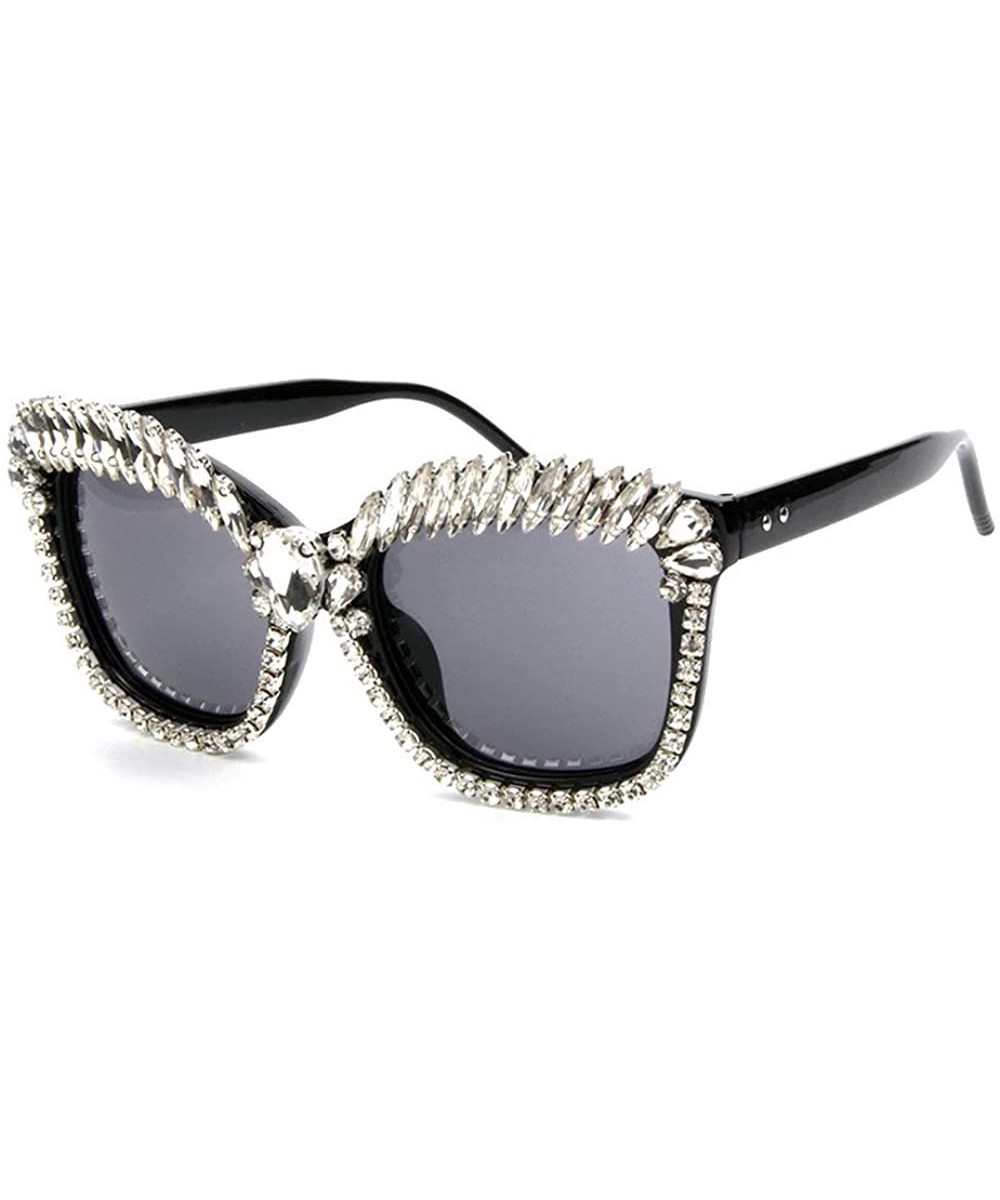 designer crystal sunglasses rhinestone fashion - White - CR18TMY7Z6I $13.57 Square