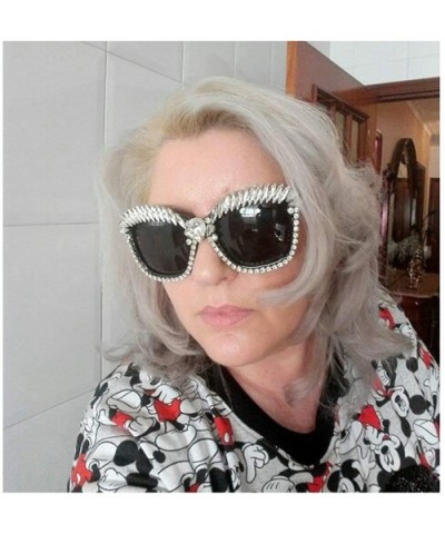 designer crystal sunglasses rhinestone fashion - White - CR18TMY7Z6I $13.57 Square