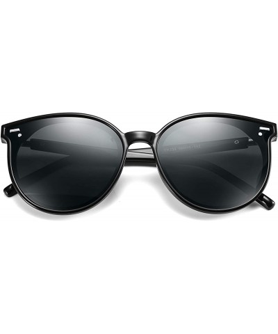 Polarized Classic Round Retro Plastic Frame Vintage Inspired Sunglasses B2469 - Black - C218NI2SCU5 $9.61 Oversized