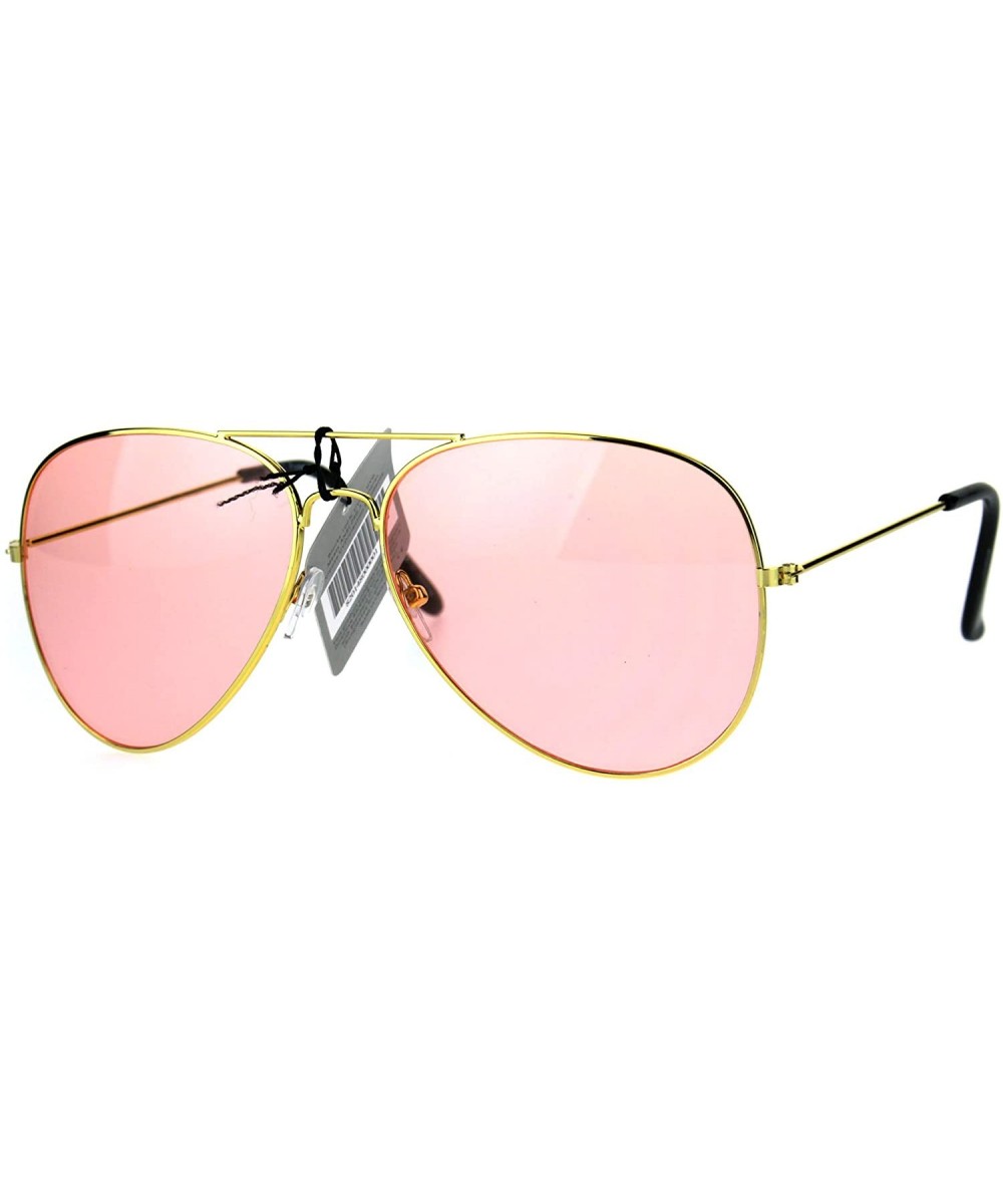 Pink Lens Aviator Sunglasses Womens Classic Metal Aviators UV 400 - Gold - C21855Y0ZYD $5.61 Aviator