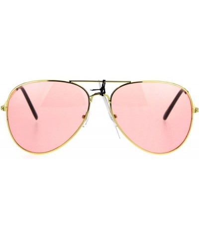 Pink Lens Aviator Sunglasses Womens Classic Metal Aviators UV 400 - Gold - C21855Y0ZYD $5.61 Aviator