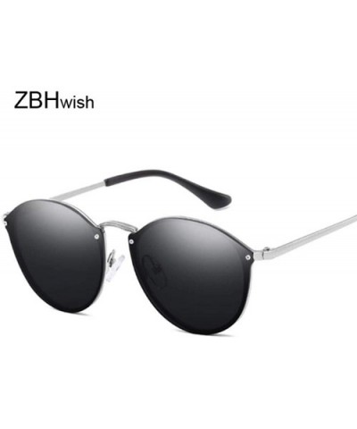 Round Sunglasses Vintage Brand Designer Black Mirror Sunglasses For GoldSilver - Silvergray - C318Y4S6OYS $8.47 Aviator