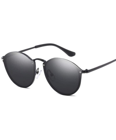 Round Sunglasses Vintage Brand Designer Black Mirror Sunglasses For GoldSilver - Silvergray - C318Y4S6OYS $8.47 Aviator