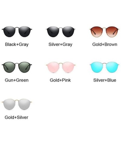 Round Sunglasses Vintage Brand Designer Black Mirror Sunglasses For GoldSilver - Silvergray - C318Y4S6OYS $8.47 Aviator