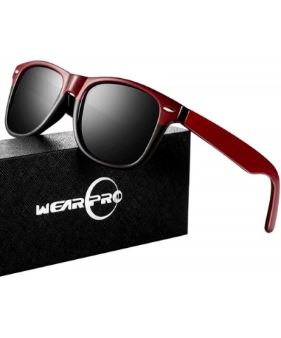 Sunglasses for Men Vintage Polarized Sun Glasses Fashion Shades WP1001 - Black/Red - CH18IEZDA2D $5.84 Aviator