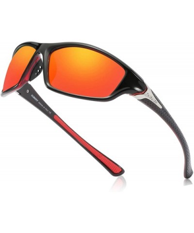 Men's Sports Polarized Sunglasses UV Protection Driving Cycling Baseball Fishing Shades D120 - Black/Red - C018H7AWRLX $16.60...