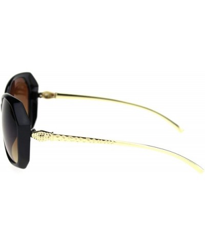 Womens Metal Serpent Snake Arm Butterfly Sunglasses - Black Brown - CY18RW4R772 $6.18 Butterfly