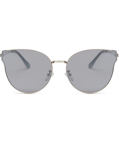 Men and women fashion retro cat eyes round frame UV sunglasses prom mirror party travel - White - C318SYLNM2L $17.47 Round