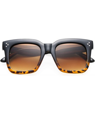 Retro Oversized Square Sunglasses for Women Flat Lens Sun Glasses Gradient Shades UV400 - CP18S5KSQ3L $9.71 Oversized
