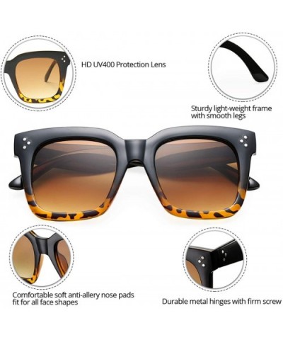 Retro Oversized Square Sunglasses for Women Flat Lens Sun Glasses Gradient Shades UV400 - CP18S5KSQ3L $9.71 Oversized