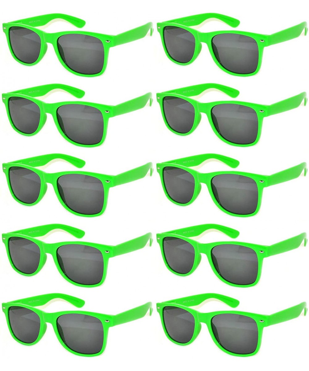 10 Pars of Colored Frame Vintage Retro Sunglasses Smoke Lens - Green_10_pairs - C81272EKWLZ $21.64 Wayfarer