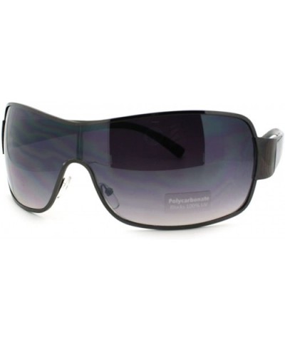 Mens Oversized Sunglasses Rectangular Shield Fashion Shades - Gun Metal - CU11Q2YJWC7 $5.59 Oversized