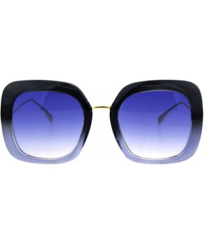 Oversized Square Designer Style Sunglasses Womens UV 400 Shades - Grey Blue (Blue) - C618IEELIAG $9.46 Oversized