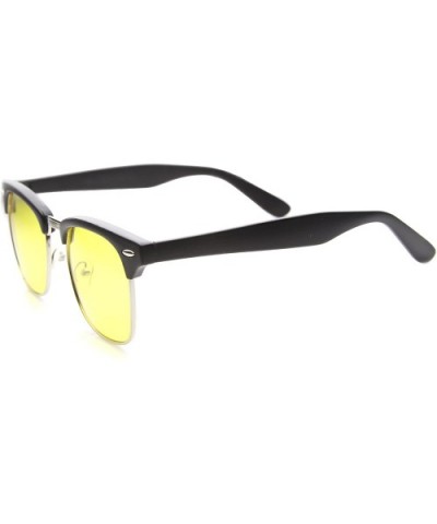 Half Frame Semi-Rimless Horn Rimmed Sunglasses - Polarized - Matte-black/Yellow - CY11N5QAF7Z $6.83 Semi-rimless