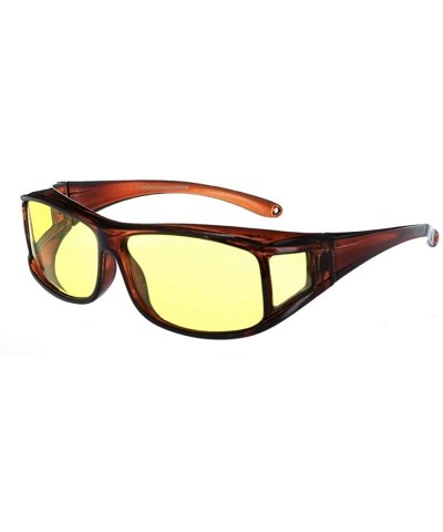 Polarized Fit Over Cover Wear Over Glasses Yellow Lens Night Driving Sunglasses - Brown - CV18ANM456N $11.89 Sport