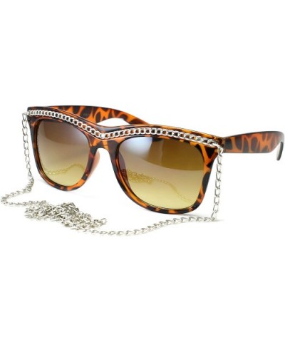 Women's Chain Link Plastic Sunglasses - Tortoise - CL1196G222P $7.78 Round