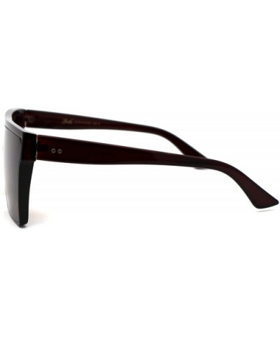 Womens Flat Top Shield Mafia Boyfriend Sunglasses - All Brown - C3196WTI46G $10.43 Rectangular