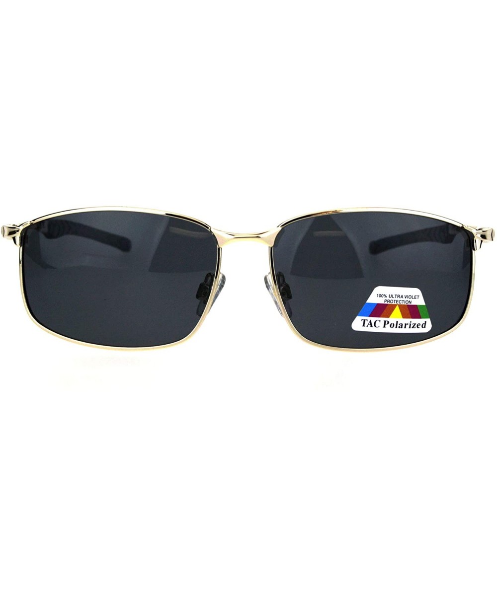 Mens TAC Polarized Lens Rectangular Agent Metal Rim Sport Sunglasses - Gold Black - CV18HG3NG49 $9.97 Sport