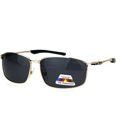 Mens TAC Polarized Lens Rectangular Agent Metal Rim Sport Sunglasses - Gold Black - CV18HG3NG49 $9.97 Sport