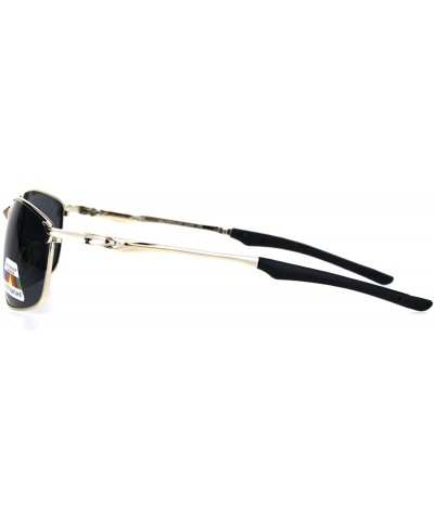 Mens TAC Polarized Lens Rectangular Agent Metal Rim Sport Sunglasses - Gold Black - CV18HG3NG49 $9.97 Sport