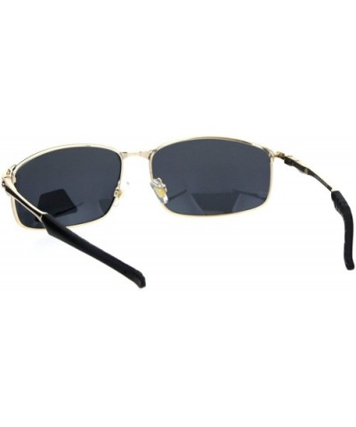 Mens TAC Polarized Lens Rectangular Agent Metal Rim Sport Sunglasses - Gold Black - CV18HG3NG49 $9.97 Sport