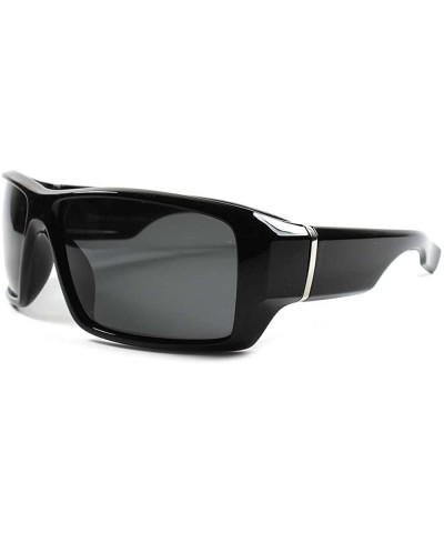 Motorcycle Biker Outdoor Fishing Hunting Polarized Wrap Sport Sunglasses - Black - CQ189AN3M2D $8.93 Wrap