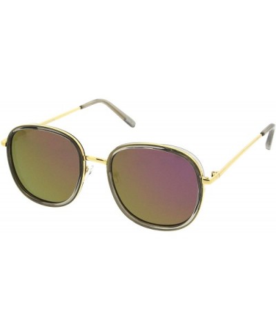 Modern Metal Temple Trim Colored Mirror Flat Lens Square Sunglasses 55mm - Smoke-gold / Purple Mirror - CE12LZRU2DX $9.63 Square