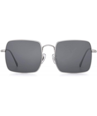 Oversized Square Polarized Sunglasses Metal Frame for Men and Women - Silver Frame / Polarized Grey Lens - C71903C2Z9X $12.38...