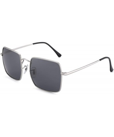 Oversized Square Polarized Sunglasses Metal Frame for Men and Women - Silver Frame / Polarized Grey Lens - C71903C2Z9X $12.38...