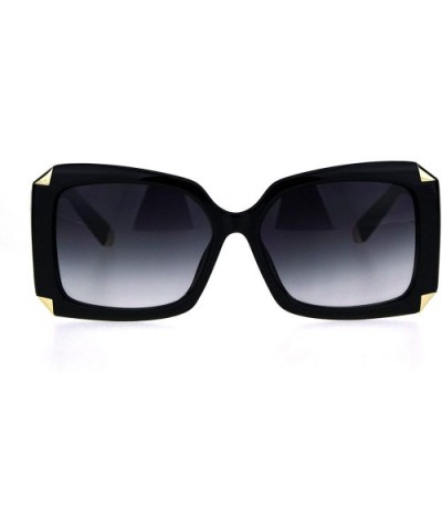 Womens Mod Design Elegant Luxury Fashion Rectangular Sunglasses - Black Smoke - CI18IDXQA6Q $11.08 Rectangular