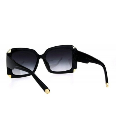 Womens Mod Design Elegant Luxury Fashion Rectangular Sunglasses - Black Smoke - CI18IDXQA6Q $11.08 Rectangular