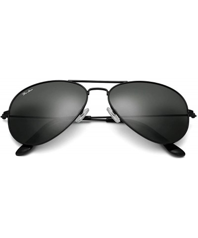 Polarized Aviator Sunglasses for Men Women - Lightweight Metal Frame 100% UV Protection - Black Frame/Black Lens - CM194YETH5...