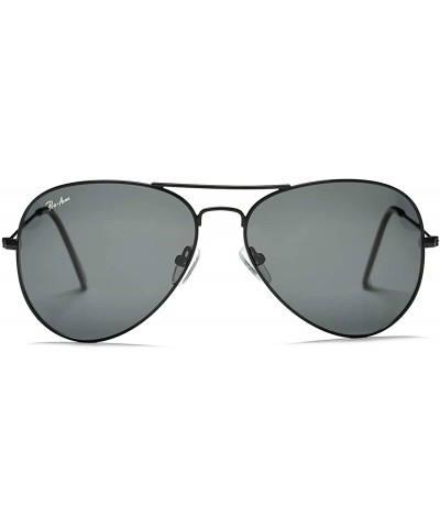 Polarized Aviator Sunglasses for Men Women - Lightweight Metal Frame 100% UV Protection - Black Frame/Black Lens - CM194YETH5...