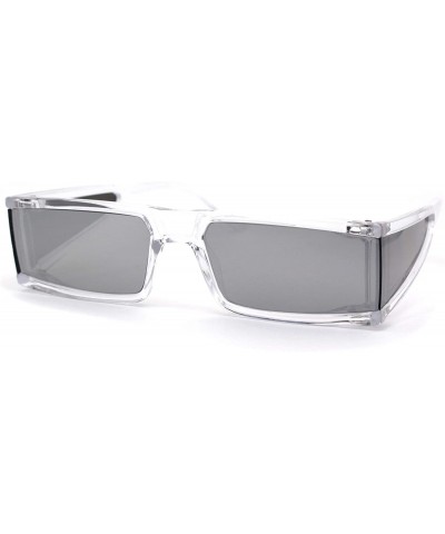 Futuristic Warp Around Side Visor Lens 80s Square Sunglasses - Clear Silver Mirror - CH195SO4RW0 $9.90 Rectangular