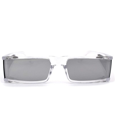 Futuristic Warp Around Side Visor Lens 80s Square Sunglasses - Clear Silver Mirror - CH195SO4RW0 $9.90 Rectangular