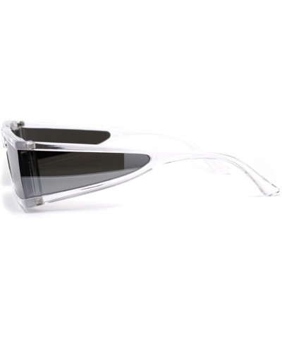 Futuristic Warp Around Side Visor Lens 80s Square Sunglasses - Clear Silver Mirror - CH195SO4RW0 $9.90 Rectangular