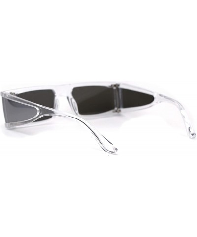 Futuristic Warp Around Side Visor Lens 80s Square Sunglasses - Clear Silver Mirror - CH195SO4RW0 $9.90 Rectangular