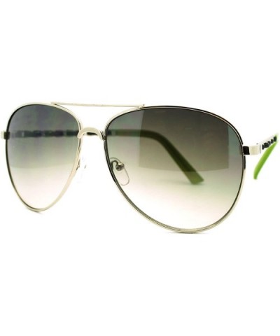 Womens Aviator Sunglasses Leather Weave Chain Design - Green - CI11HYVTIQ7 $7.85 Aviator