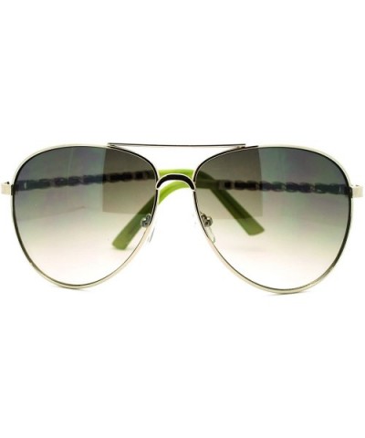 Womens Aviator Sunglasses Leather Weave Chain Design - Green - CI11HYVTIQ7 $7.85 Aviator