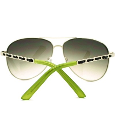 Womens Aviator Sunglasses Leather Weave Chain Design - Green - CI11HYVTIQ7 $7.85 Aviator