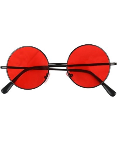 Retro Round Groovy Sunglasses Colorful Circular Flat Lens Spring Hinge Nickel Frame Thin Wire Hippie Shades - CU18TC3A68Y $6....