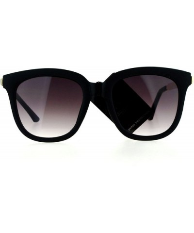 Flat Lens Metal Arm Rectangular Thick Horn Rim Sunglasses - Matte Black - CI12K07QZ35 $9.84 Rectangular