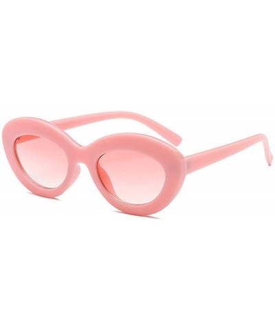 Sunglasses Oval Sunglasses Men and women Fashion Retro Sunglasses - Pink - C718LL0H0UO $7.16 Sport