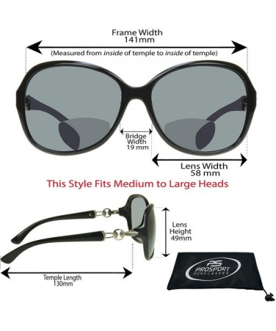 Bifocal Reading Sunglasses Sun Reader Women Sexy Oversized Frame - Black Silver - CX18D5X46MD $9.50 Square