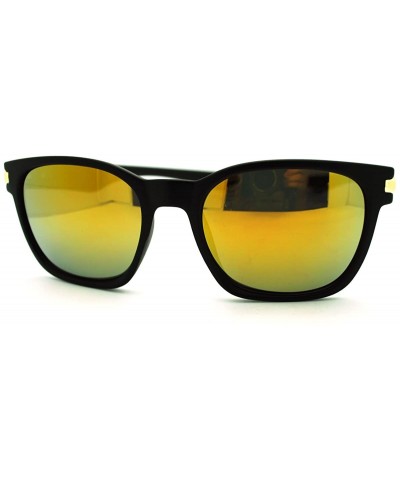 Unisex Casual Fashion Eyewear Black Square Reflective Lens Sunglasses - Black - CG11HC72MAL $5.55 Wayfarer