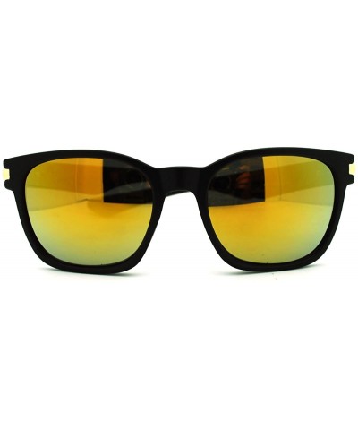 Unisex Casual Fashion Eyewear Black Square Reflective Lens Sunglasses - Black - CG11HC72MAL $5.55 Wayfarer